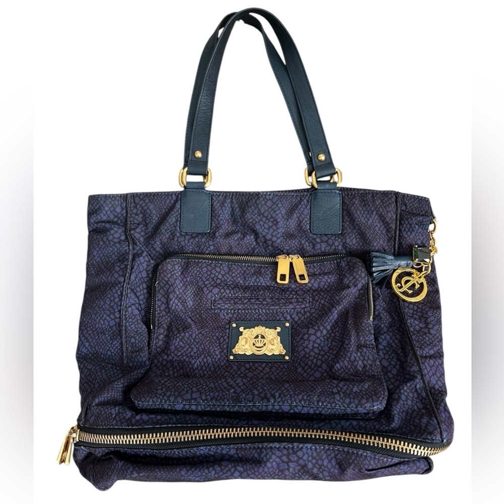 Juicy Couture Vintage Weekend Warrior Nylon Snake-Print Tote Bag Purse